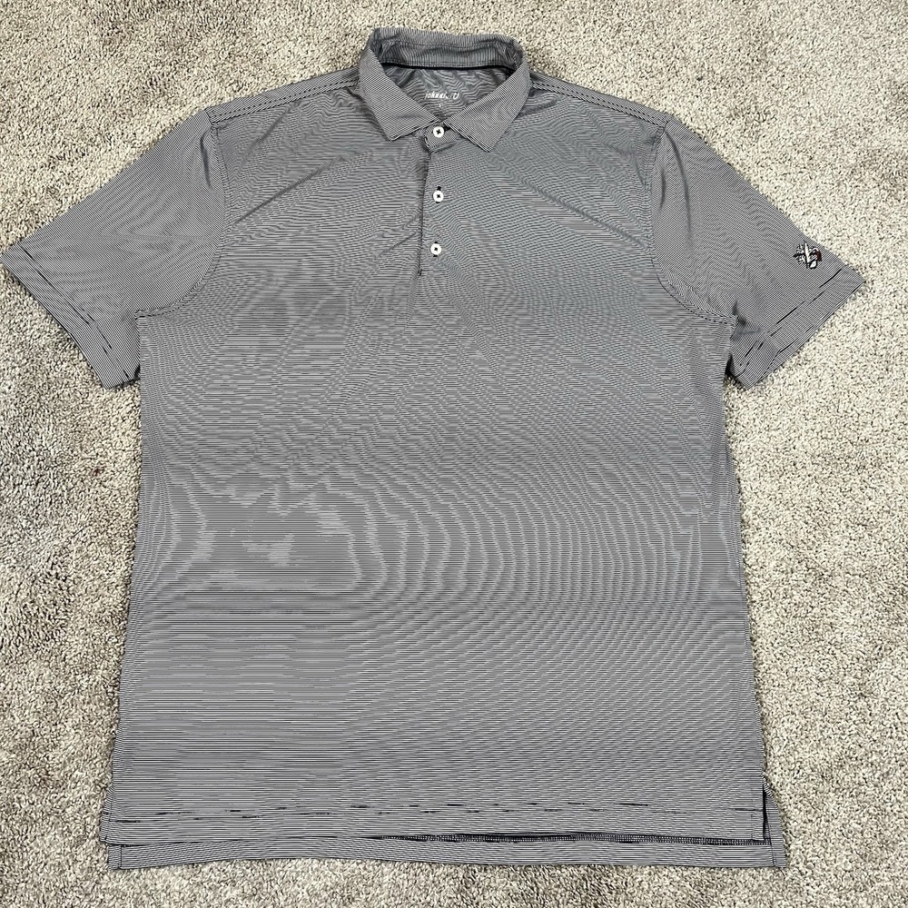 johnnie-O‎ Polo L Gray Micro Stripe Performance Golf Shirt Embroidered Logo